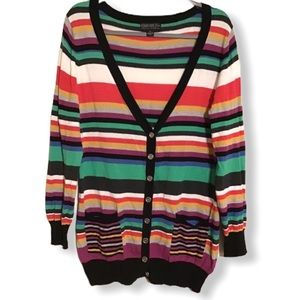 Multi striped multicolored boyfriend cardigan